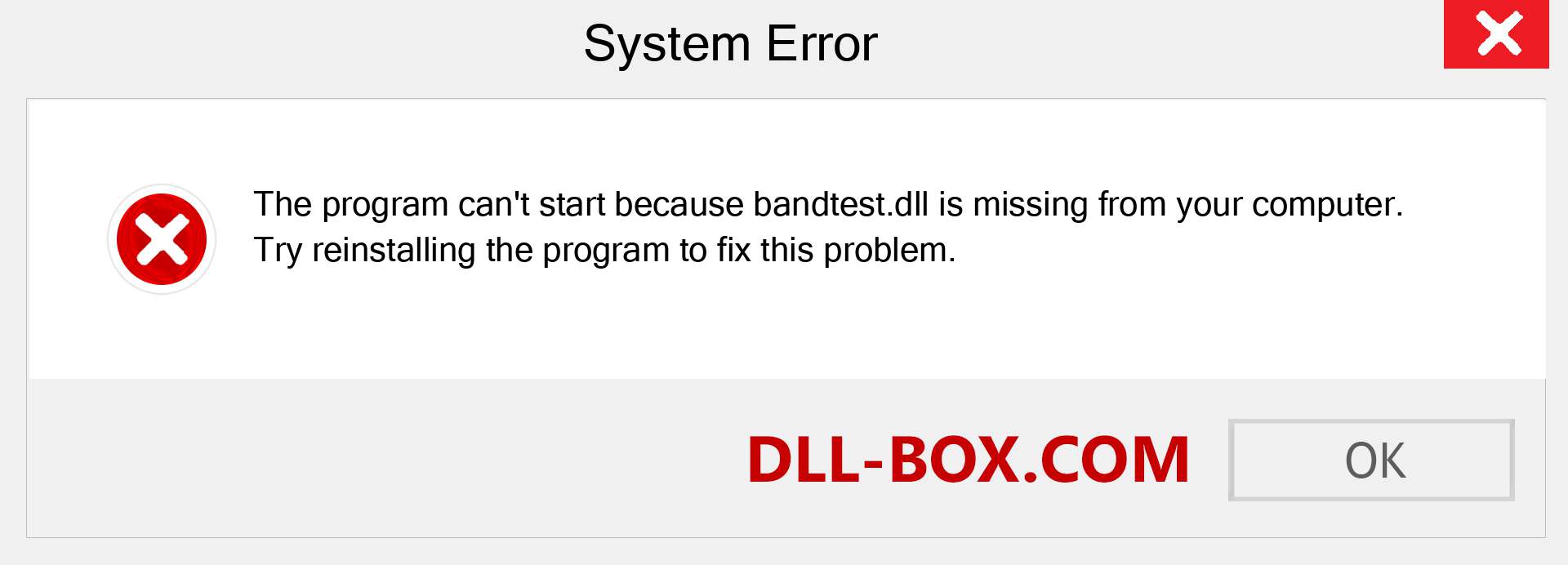  bandtest.dll file is missing?. Download for Windows 7, 8, 10 - Fix  bandtest dll Missing Error on Windows, photos, images